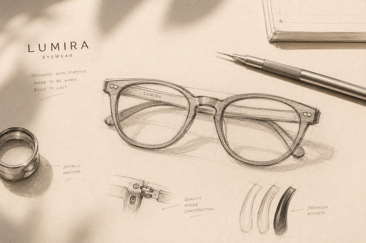 A curated arrangement of Lumira eyewear